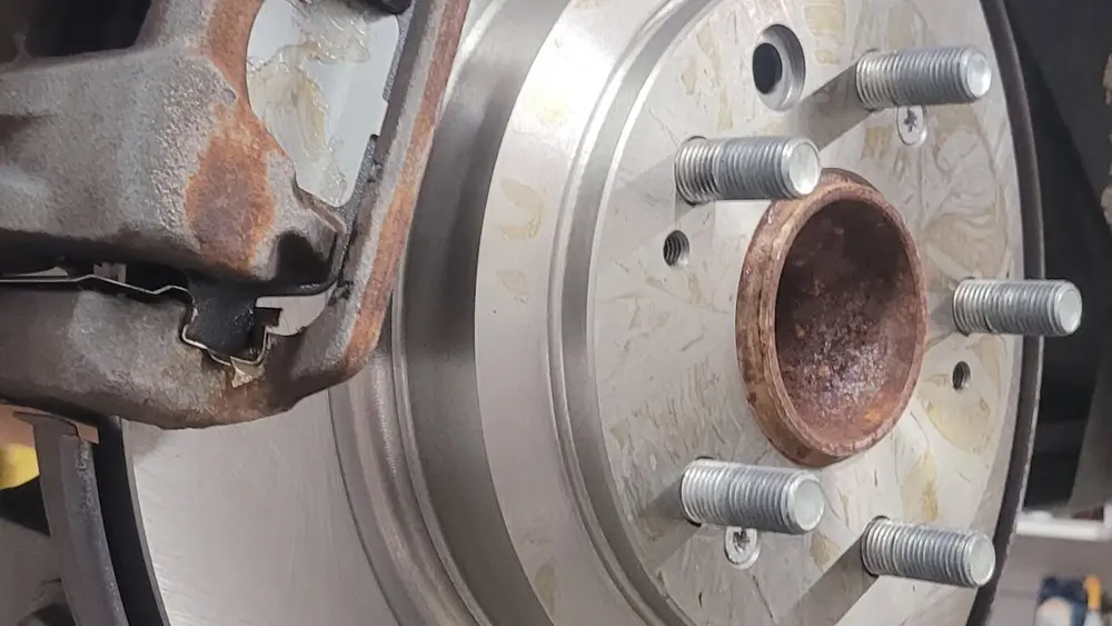 New rear brake rotor installed on the 2015 Acura MDX
